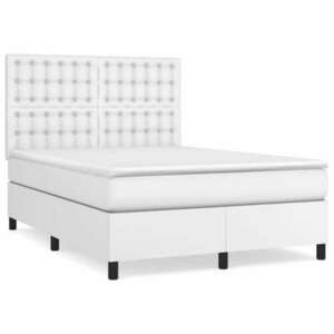 Fehér műbőr rugós ágy matraccal 140 x 200 cm kép