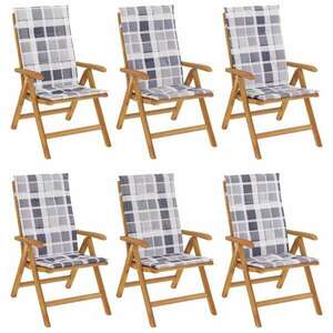 6 db tömör tíkfa dönthető kerti szék párnával kép