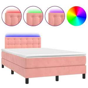 Rózsaszín bársony rugós és led-es ágy matraccal 120x200 cm kép