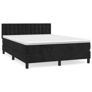 Fekete bársony rugós ágy matraccal 140x200 cm kép
