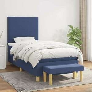 vidaXL kék szövet rugós ágy matraccal 90 x 200 cm kép