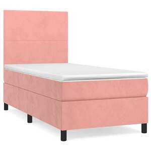 Rózsaszín bársony rugós ágy matraccal 90 x 200 cm kép