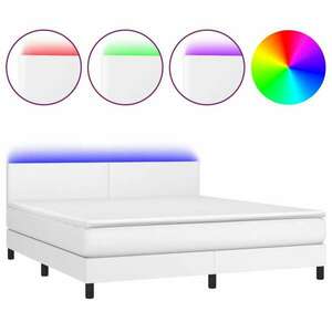 Fehér műbőr rugós ágy matraccal és led-del 180x200 cm kép