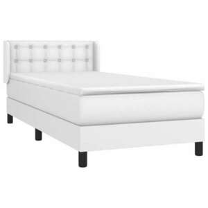 Fehér műbőr rugós ágy matraccal 90 x 200 cm kép