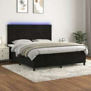 vidaXL fekete bársony rugós és LED-es ágy matraccal 160x200 cm kép