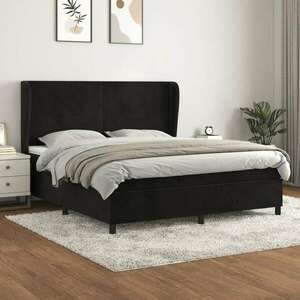 vidaXL fekete bársony rugós ágy matraccal 160x200 cm kép