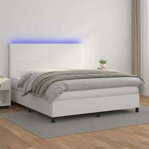 vidaXL fehér műbőr rugós ágy matraccal és LED-del 160x200 cm kép