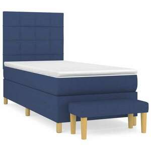 Kék szövet rugós ágy matraccal 100 x 200 cm kép