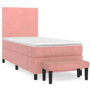 Rózsaszín bársony rugós ágy matraccal 100 x 200 cm kép