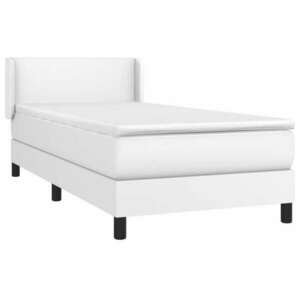 Fehér műbőr rugós ágy matraccal 80 x 200 cm kép
