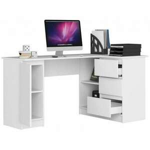 Saroki számítógépes asztal, laminált lap, 3 fiók, 4 polc, fehér, ... kép