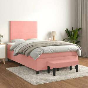 Rózsaszín bársony rugós ágy matraccal 120 x 200 cm kép