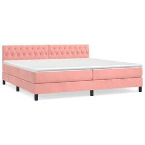 Rózsaszín bársony rugós ágy matraccal 200x200 cm kép