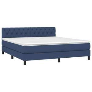 Kék szövet rugós és led-es ágy matraccal 160x200 cm kép