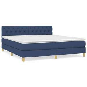 Kék szövet rugós ágy matraccal 160 x 200 cm kép