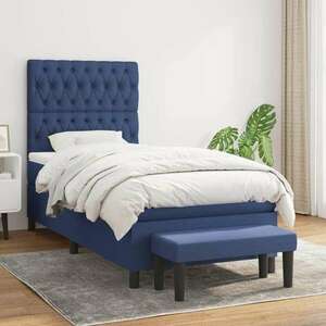 vidaXL kék szövet rugós ágy matraccal 90 x 190 cm kép