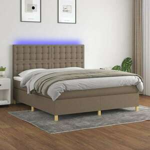 vidaXL tópszínű szövet rugós és LED-es ágy matraccal 180 x 200 cm kép