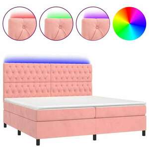 Rózsaszín bársony rugós és led-es ágy matraccal 200x200 cm kép
