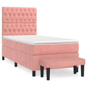 Rózsaszín bársony rugós ágy matraccal 80 x 200 cm kép