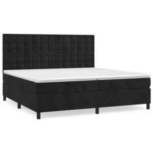 Fekete bársony rugós ágy matraccal 200x200 cm kép