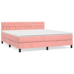 Rózsaszín bársony rugós ágy matraccal 180x200 cm kép