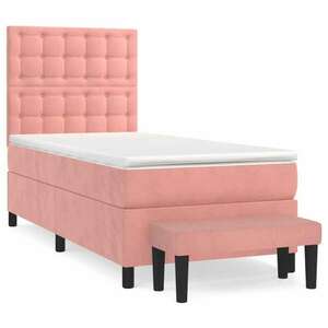 Rózsaszín bársony rugós ágy matraccal 90 x 200 cm kép