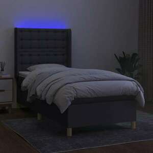 Sötétszürke szövet rugós és led-es ágy matraccal 90x190 cm kép
