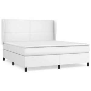 Fehér műbőr rugós ágy matraccal 160 x 200 cm kép