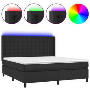 Fekete műbőr rugós ágy matraccal és led-del 160x200 cm kép