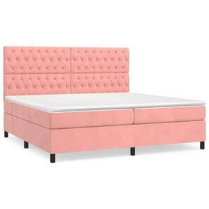 Rózsaszín bársony rugós ágy matraccal 200x200 cm kép