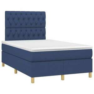 Kék szövet rugós és led-es ágy matraccal 120 x 200 cm kép