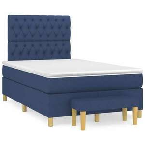 Kék szövet rugós ágy matraccal 120 x 200 cm kép