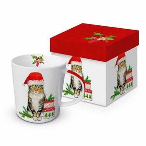 Porcelánbögre 0, 35L, dobozban, Christmas Kitty kép
