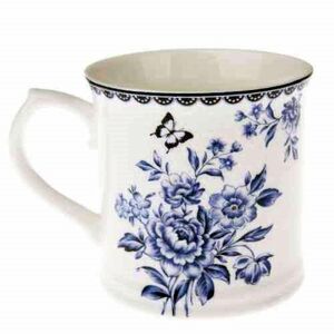 Porcelánbögre kék rózsacsokros, 400ml, kép