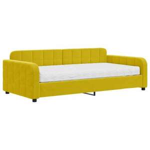 Sárga bársony kanapéágy matraccal 100 x 200 cm kép
