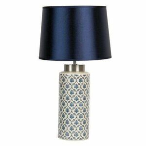 Kerámia asztali lámpa kék műanyag-textil búrával, 28x51cm kép
