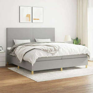 vidaXL világosszürke szövet rugós ágy matraccal 200 x 200 cm kép