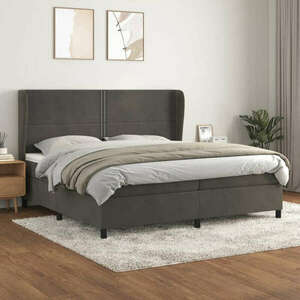 vidaXL sötétszürke bársony rugós ágy matraccal 200x200 cm kép