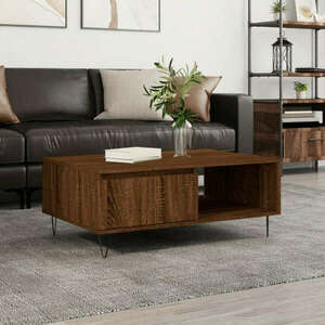 vidaXL barna tölgyszínű szerelt fa dohányzóasztal 90 x 60 x 35 cm kép