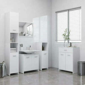 4 részes fehér fürdőszobai bútorszett kép
