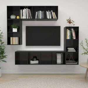 vidaXL fekete falra szerelhető forgácslap TV-szekrény 37 x 37 x 107 cm kép