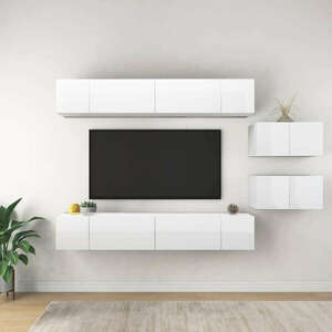 vidaXL 8 db magasfényű fehér forgácslap TV-szekrény kép