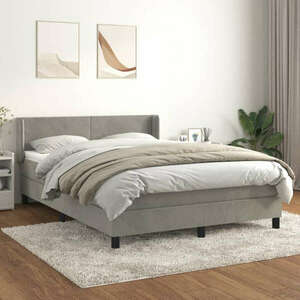 vidaXL világosszürke bársony rugós ágy matraccal 140x200 cm kép