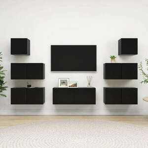 7 db fekete forgácslap tv-szekrény 30, 5 x 30 x 60 cm kép