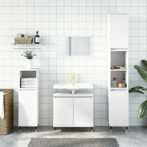 vidaXL 3-részes fehér szerelt fa fürdőszobai bútorszett kép