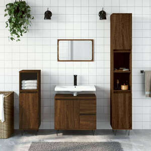vidaXL barna tölgyszínű szerelt fa fürdőszobaszekrény 30x30x190 cm kép