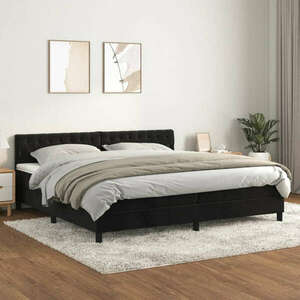 vidaXL fekete bársony rugós ágy matraccal 200x200 cm kép