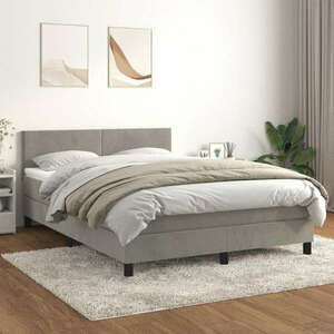 vidaXL világosszürke bársony rugós ágy matraccal 140x190 cm kép