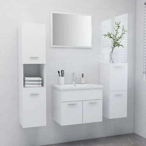 Fehér forgácslap fürdőszobai bútorszett kép