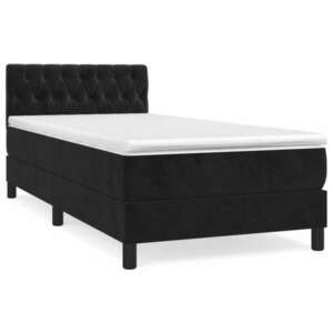 Fekete bársony rugós ágy matraccal 100 x 200 cm kép